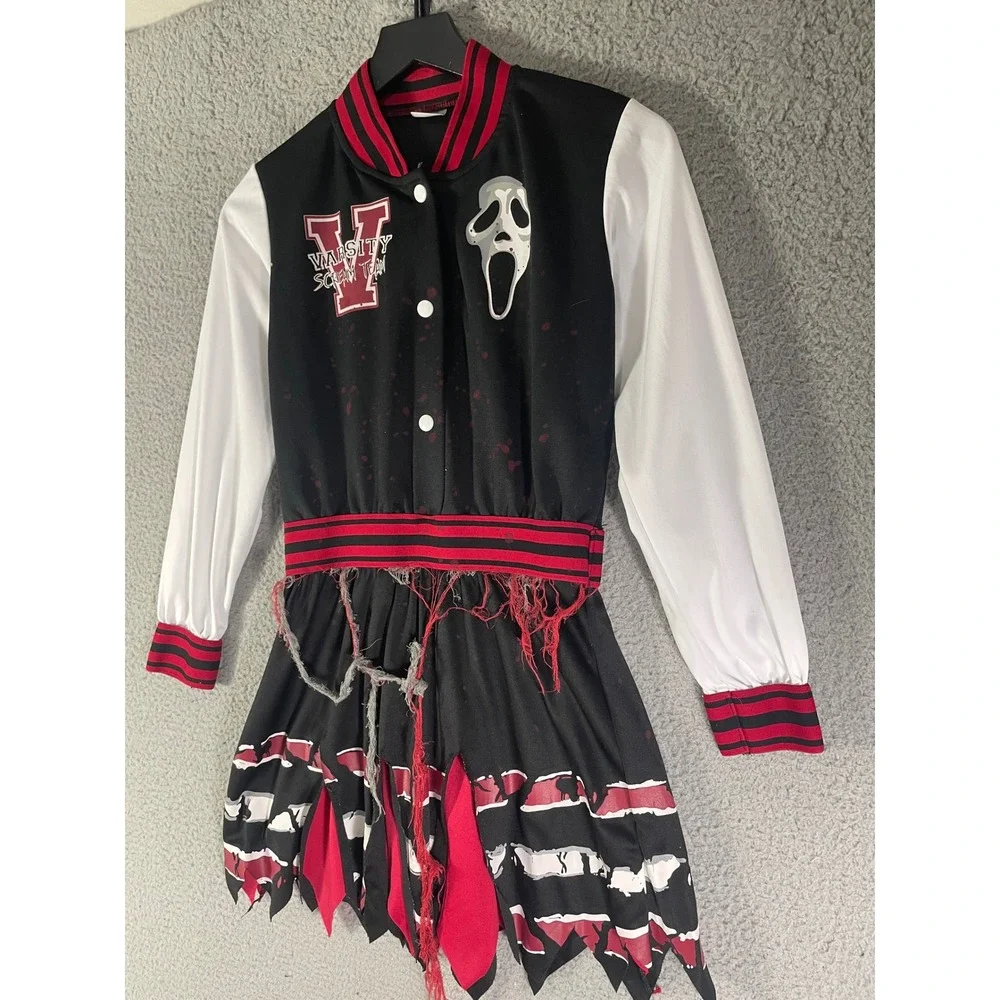 Ghost Face Cheerleader Costume Spirit Varsity Dress Halloween Horror Scream